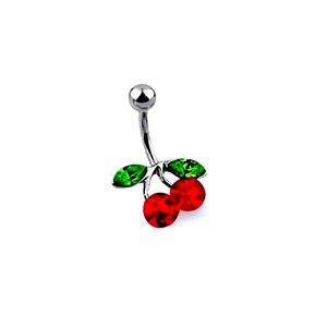 NEW Red Crystal Cherry Belly Ring